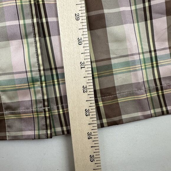 GAP Y2K Multicolor Plaid Lightweight Trench Coat Collared Buttons Size XS Poly - Picture 3 of 14